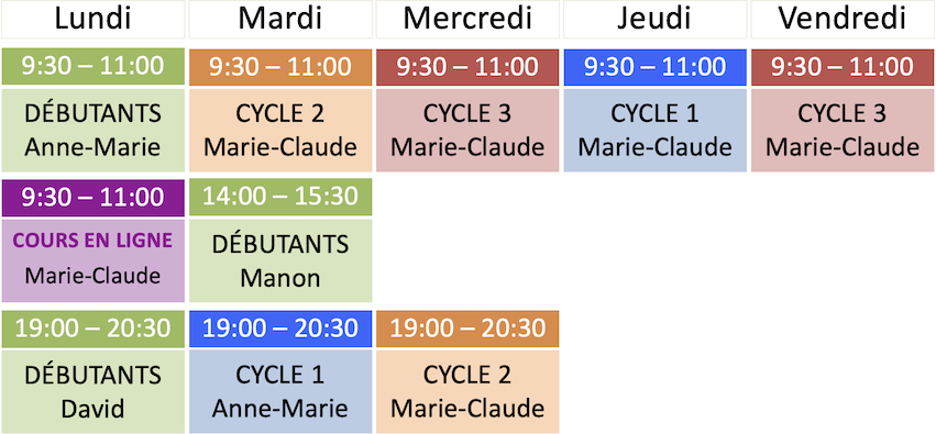 horaire automne 2024